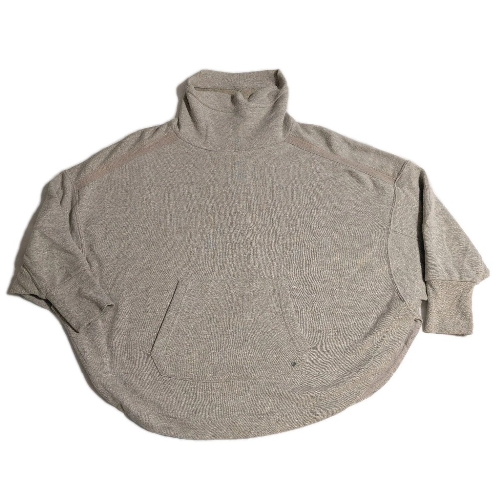 prAna XS Cowl Neck‎ Kangaroo Pocket Sweatshirt Hemp Blend Fleece Lined Oatmeal